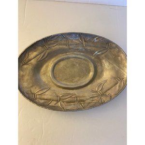 Vintage hammered aluminum bamboo pattern dish, marked Everlast # B40